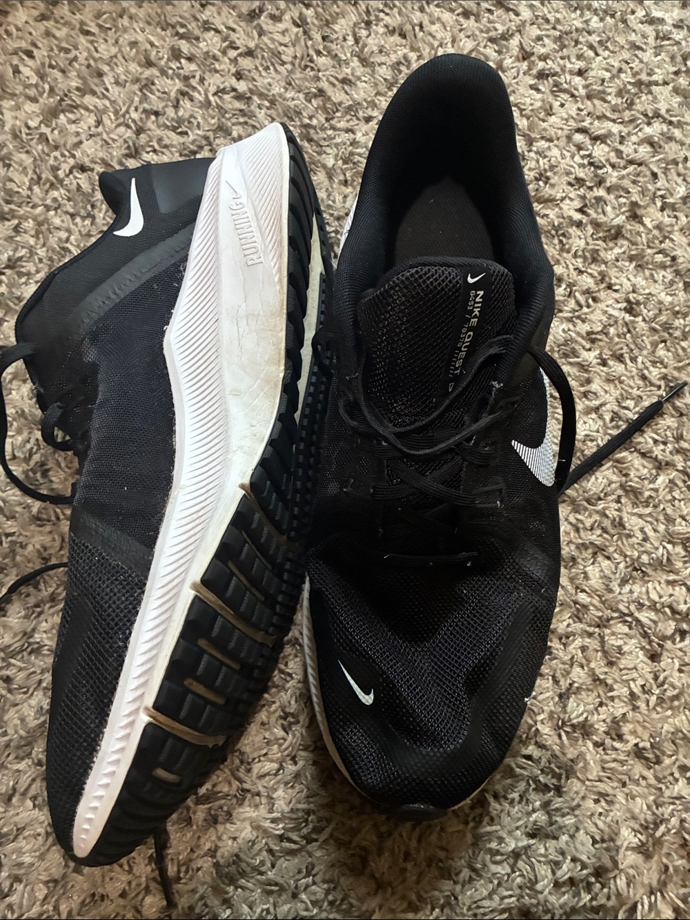 Nike Black Mesh Men's Athletic Sneakers with White Swoosh